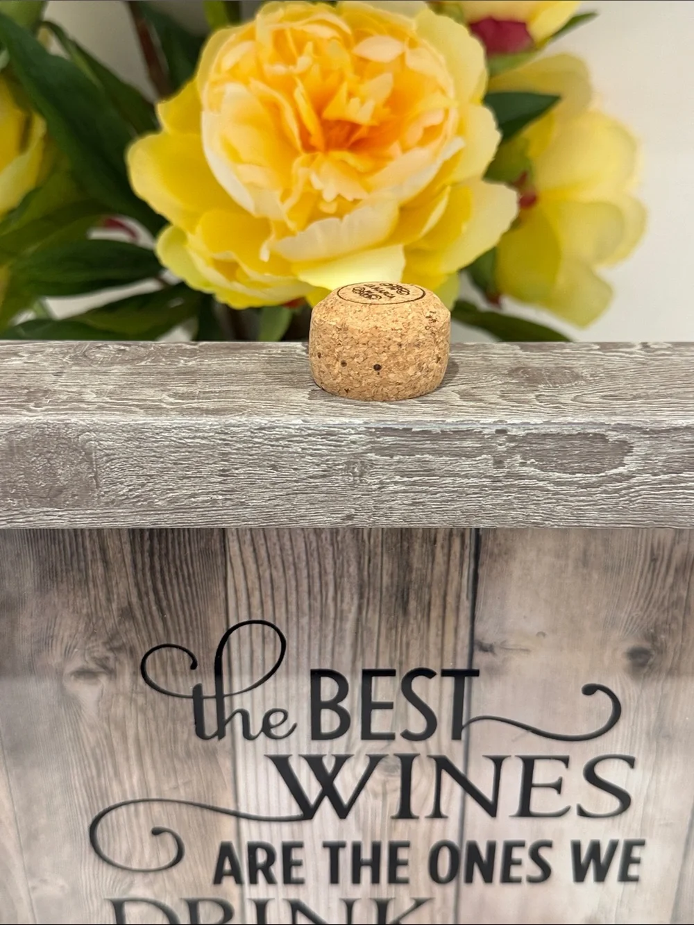 Wine Cork Shadow Box Sign - Gray Wood